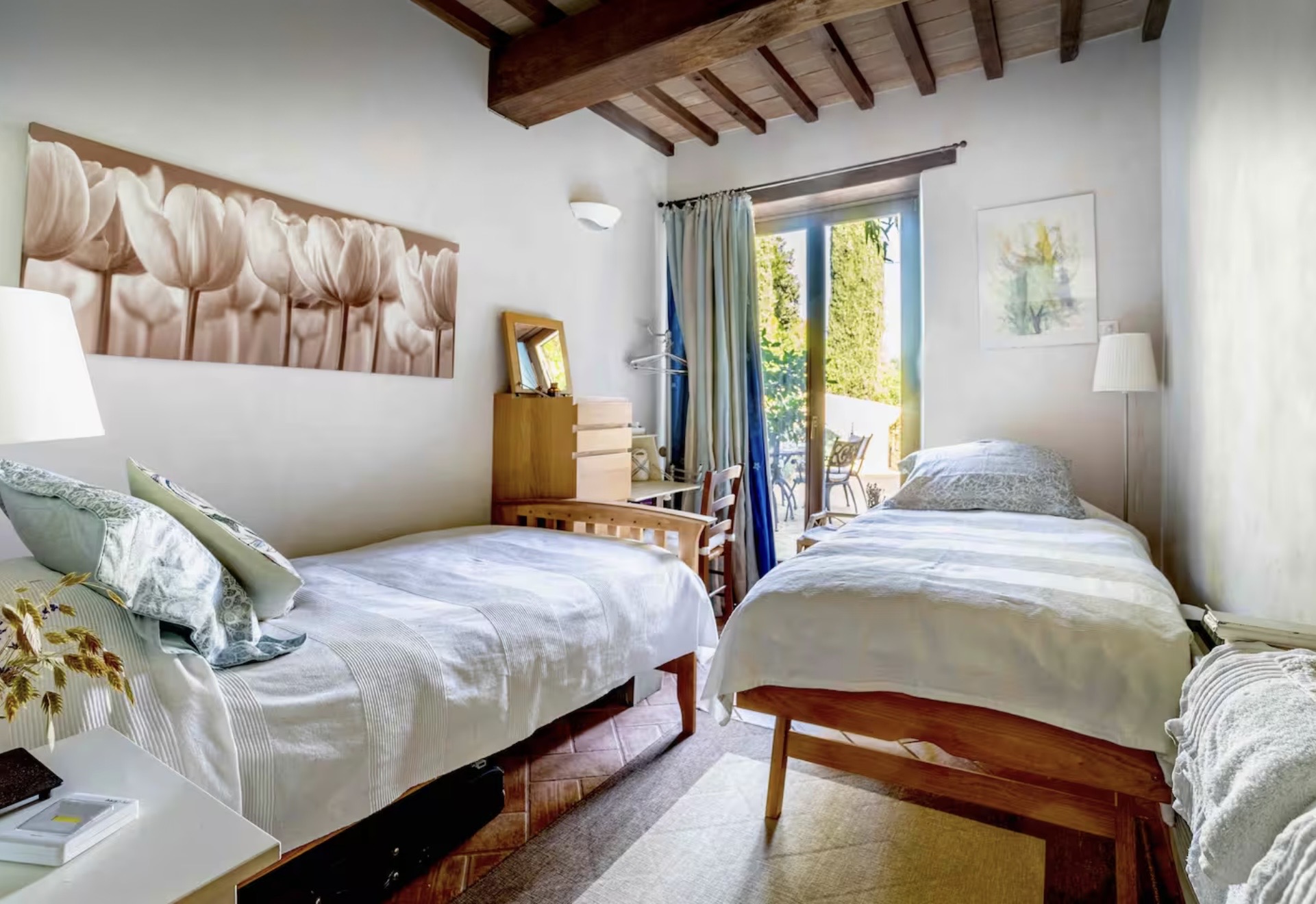 Bedroom that can be made into two singles or a king. Patio doors leading to terrace.