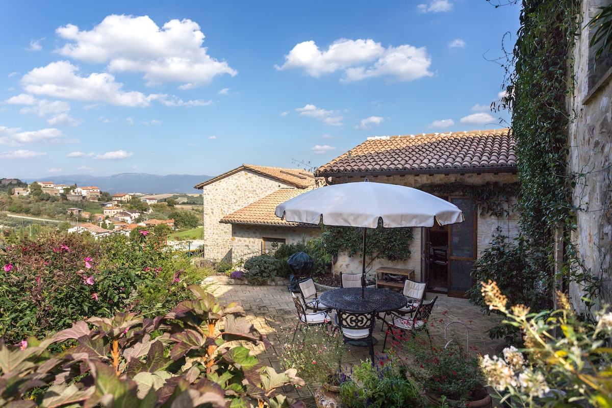 Terrace overlooking the Umbrian hills